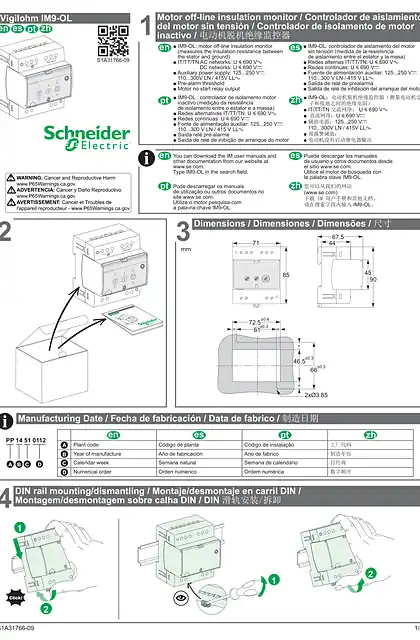 schneider施耐德Vigilohm IM9-OL - Motor off-line insulation monitor - Instruction sheet